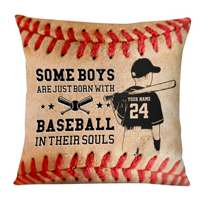 Love Baseball Grandson Pillow - Personalized Custom Pillow - Gift For Son, Grandson, Kids