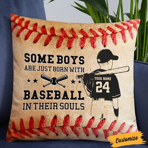 Love Baseball Grandson Pillow - Personalized Custom Pillow - Gift For Son, Grandson, Kids