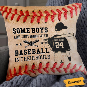 Love Baseball Grandson Pillow - Personalized Custom Pillow - Gift For Son, Grandson, Kids