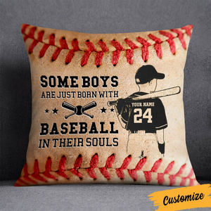 Love Baseball Grandson Pillow - Personalized Custom Pillow - Gift For Son, Grandson, Kids