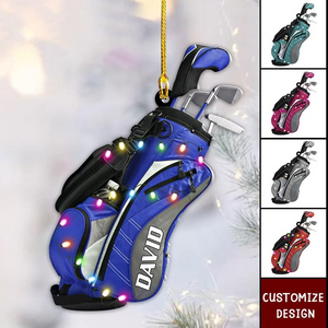 Golf Bag Christmas - Personalized Custom Shaped Acrylic Ornament - Christmas For Golfers, Golf Lovers