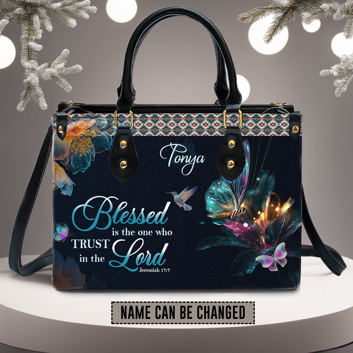 Blessed Is The One Who Trusts In The Lord - Personalized Leather Handbag - Gift For Women, Christian Gift