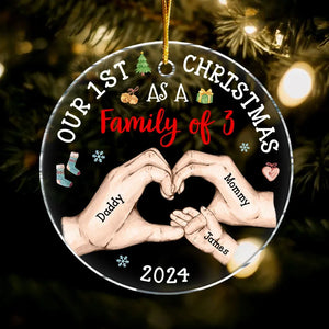 Baby's First Christmas As A Family - Personalized Circle Acrylic Ornament - Babies 1st Christmas Gifts