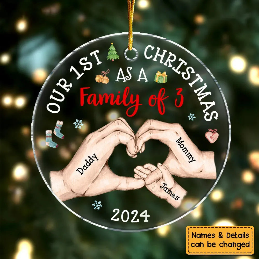 Baby's First Christmas As A Family - Personalized Circle Acrylic Ornament - Babies 1st Christmas Gifts