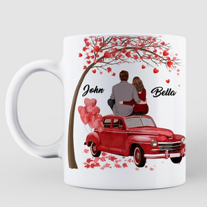 Couple Valentine Car And Tree - Personalized Mug - Gift For Him For Her, Couples, Valentine's Day