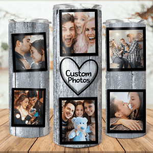 Custom Photo Collage Tumbler - Personalized Custom 20oz Skinny Tumbler Cup - Birthday, Loving, Funny Gift For Couples, Anniversary, Husband, Wife, Girlfriend, Boyfriend, Family, Her/Him - Suzitee Store