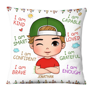 I Am Kind, Smart, Loved - Personalized Custom Pillow - Gift For Granddaughter, Grandson, Kids