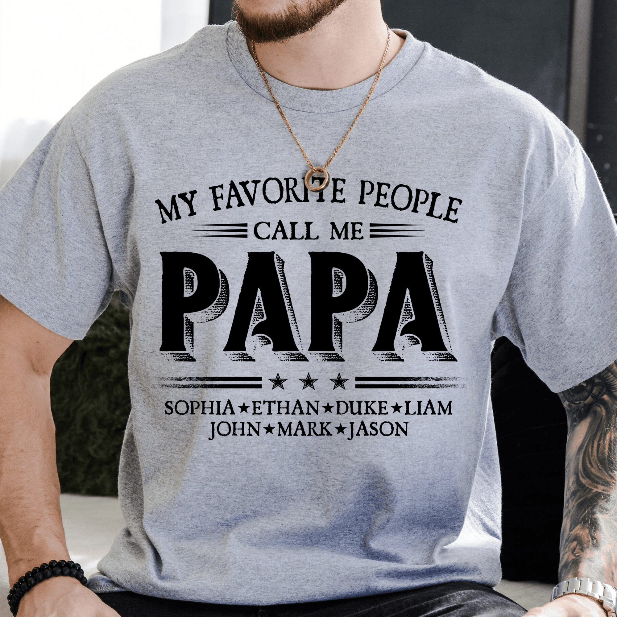 Custom Kids Names My Favorite People Call Me Grandpa - Family Personalized Unisex T-shirt, Hoodie, Sweatshirt - Custom Father's Day, Birthday Gift For Dad, Grandpa