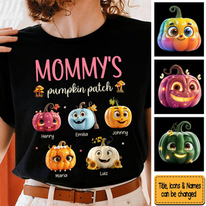 Grandma Pumpkin Patch - Personalized Custom T Shirt - Gift for Grandma/Nana/Mimi, Mom, Wife, Grandparent