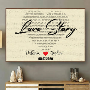 Custom Heart Shaped Song Lyrics - Personalized Poster/Canvas Print - Gift For Her/Him, Husband/Wife, Couples on Anniversary, Valentine's Day