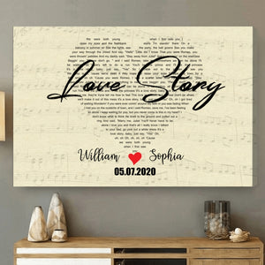 Custom Heart Shaped Song Lyrics - Personalized Poster/Canvas Print - Gift For Her/Him, Husband/Wife, Couples on Anniversary, Valentine's Day