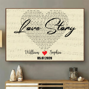 Custom Heart Shaped Song Lyrics - Personalized Poster/Canvas Print - Gift For Her/Him, Husband/Wife, Couples on Anniversary, Valentine's Day