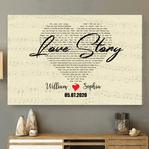 Custom Heart Shaped Song Lyrics - Personalized Poster/Canvas Print - Gift For Her/Him, Husband/Wife, Couples on Anniversary, Valentine's Day