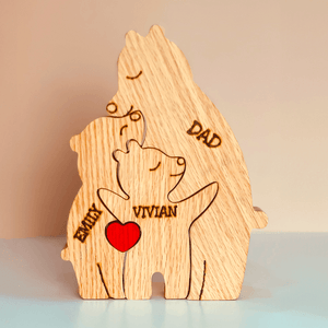 Wooden Bear Family Puzzle - Gift for Family Members, Parent, Grandparent, Mom and Dad, Grandma & Grandpa, Mother's Day, Father's Day - Suzitee Store