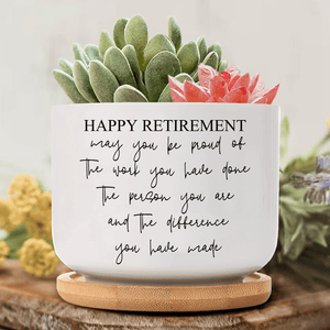 Custom Retirement Gift - Happy Retirement | Ceramic Plant Pot - Personalized Gift For Women & Men, Coworker