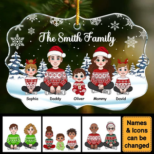 Christmas Family Ornament - Personalized Medallion Acrylic Ornament - Gift for Him/Her, Sister/Brother, Family Members