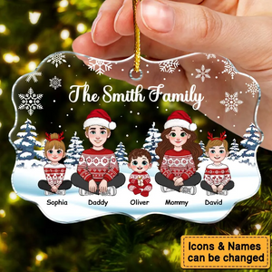 Christmas Family Ornament - Personalized Medallion Acrylic Ornament - Gift for Him/Her, Sister/Brother, Family Members