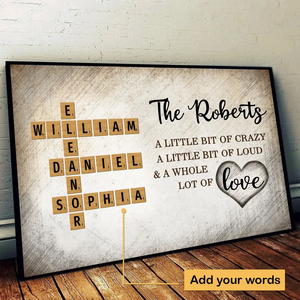 Family Whole Lot Of Love Crossword Puzzle Art - Personalized Horizontal Poster - Gift For Family Members, Mom and Dad