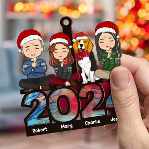 Family Sitting 2024 - Personalized Custom Suncatcher Ornament - Christmas For Family Members