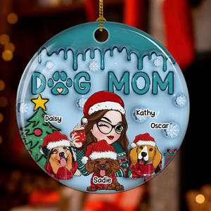 Lovely Dog Mom - Personalized Custom 3D Inflated Effect Ceramic Ornament - Gift For Women, Dog Mom, Dog Lovers