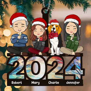 Family Sitting 2024 - Personalized Custom Suncatcher Ornament - Christmas For Family Members