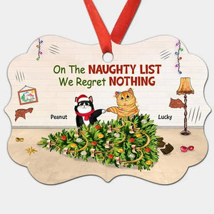 Naughty Cats Regret Nothing - Personalized Medallion Aluminum Ornament - Christmas Gift for Cat Lovers, Pet Lovers, Cat Mom, Cat Dad