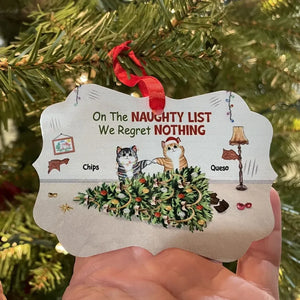 Naughty Cats Regret Nothing - Personalized Medallion Aluminum Ornament - Christmas Gift for Cat Lovers, Pet Lovers, Cat Mom, Cat Dad