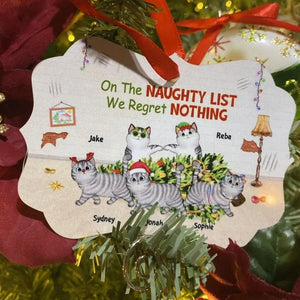 Naughty Cats Regret Nothing - Personalized Medallion Aluminum Ornament - Christmas Gift for Cat Lovers, Pet Lovers, Cat Mom, Cat Dad