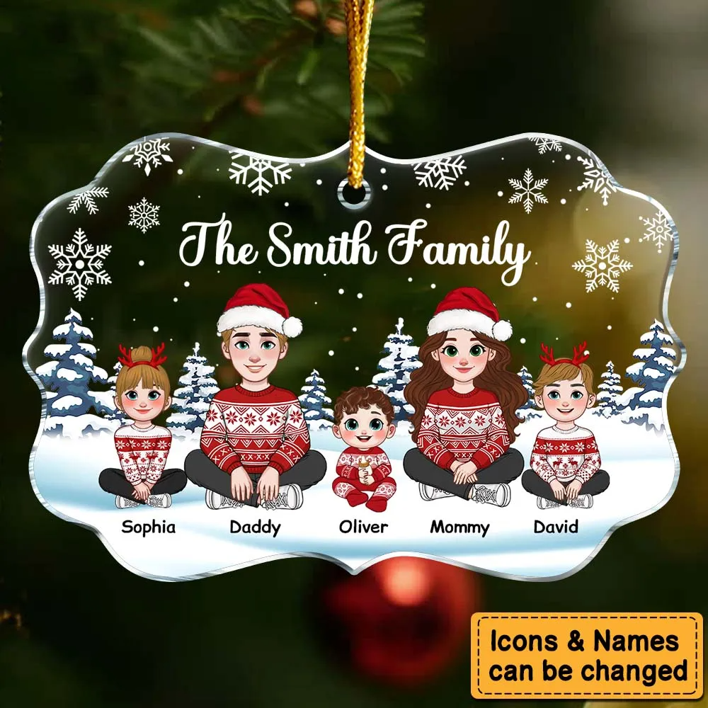 Christmas Family Ornament - Personalized Medallion Acrylic Ornament - Gift for Him/Her, Sister/Brother, Family Members