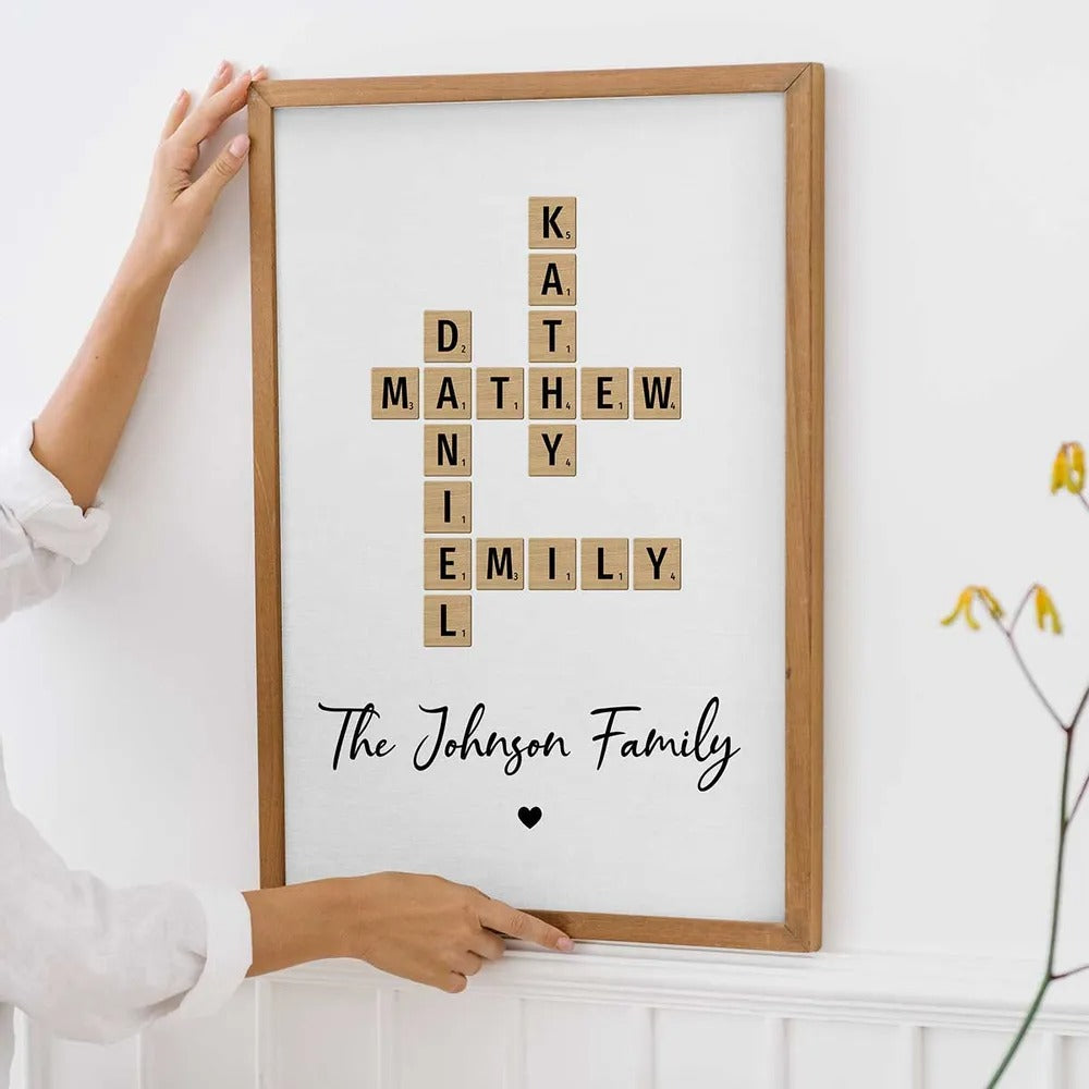 Family Crossword Art - Created In A Moment, Treasured Forever Personalized Poster/Canvas Print