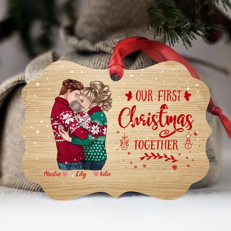 Our First Christmas Together - Personalized Medallion Aluminum Ornament - Babies 1st Christmas Gifts