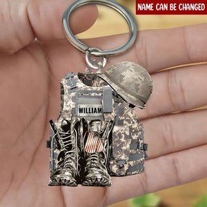 United States Military Uniforms - Personalized Acrylic Keychain - Gift For Veteran