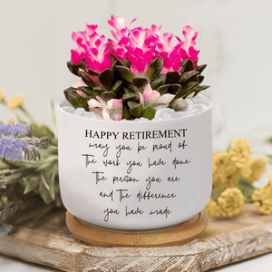 Custom Retirement Gift - Happy Retirement | Ceramic Plant Pot - Personalized Gift For Women & Men, Coworker