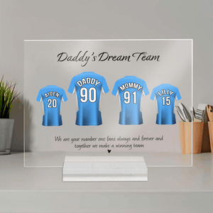 Daddy's Dream Team Football Team - Fathers Day - Personalized Custom Horizontal Acrylic Plaque - Birthday, Loving, Funny Gift for Family, Grandfather/Dad/Father, Husband, Grandparent - Suzitee Store