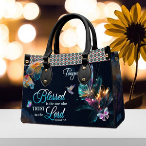 Blessed Is The One Who Trusts In The Lord - Personalized Leather Handbag - Gift For Women, Christian Gift