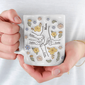 You Hold Our Hands, Also Our Hearts - Personalized 3D Inflated Effect Printed Mug - Gift for Mom, Wife, Grandma, Mother's Day - Suzitee Store