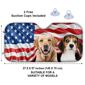 Custom Auto Windshield Sun Shade, Car Window Protector - Personalized Photo Gift for Dog & Cat Lover, Pet Owner, 4th of July, Independence Day, Summer