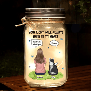 Personalized Mason Jar Memorial Light - Pet Loss Sympathy Gift - Custom Bereavement Keepsake for Dog & Cat Lovers