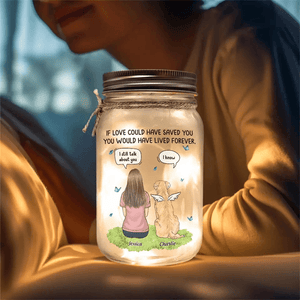 Personalized Mason Jar Memorial Light - Pet Loss Sympathy Gift - Custom Bereavement Keepsake for Dog & Cat Lovers