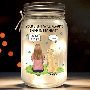 Personalized Mason Jar Memorial Light - Pet Loss Sympathy Gift - Custom Bereavement Keepsake for Dog & Cat Lovers