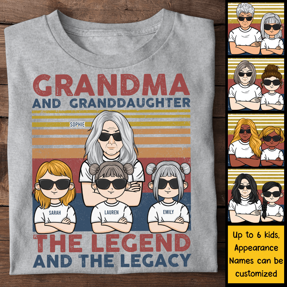 The Legend And The Legacy - Grandma & Grandkids - Personalized Custom T Shirt - Mother's Day, Valentines, Birthday, Loving, Funny Gift for Grandma/Nana/Mimi, Mom, Wife, Grandparent, Aunt, Auntie - Suzitee Store