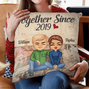 Together Since - Personalized Pillow - Custom Gift For Husband, Wife, Boyfriend, Girlfriend, Her, Him, Couples | Anniversary, Valentine, Engagement