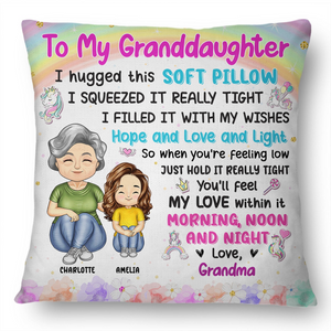 Grandma Mother Hugged This Soft Pillow - Personalized Custom Pillow - Gift For Granddaughter, Grandson, Kids