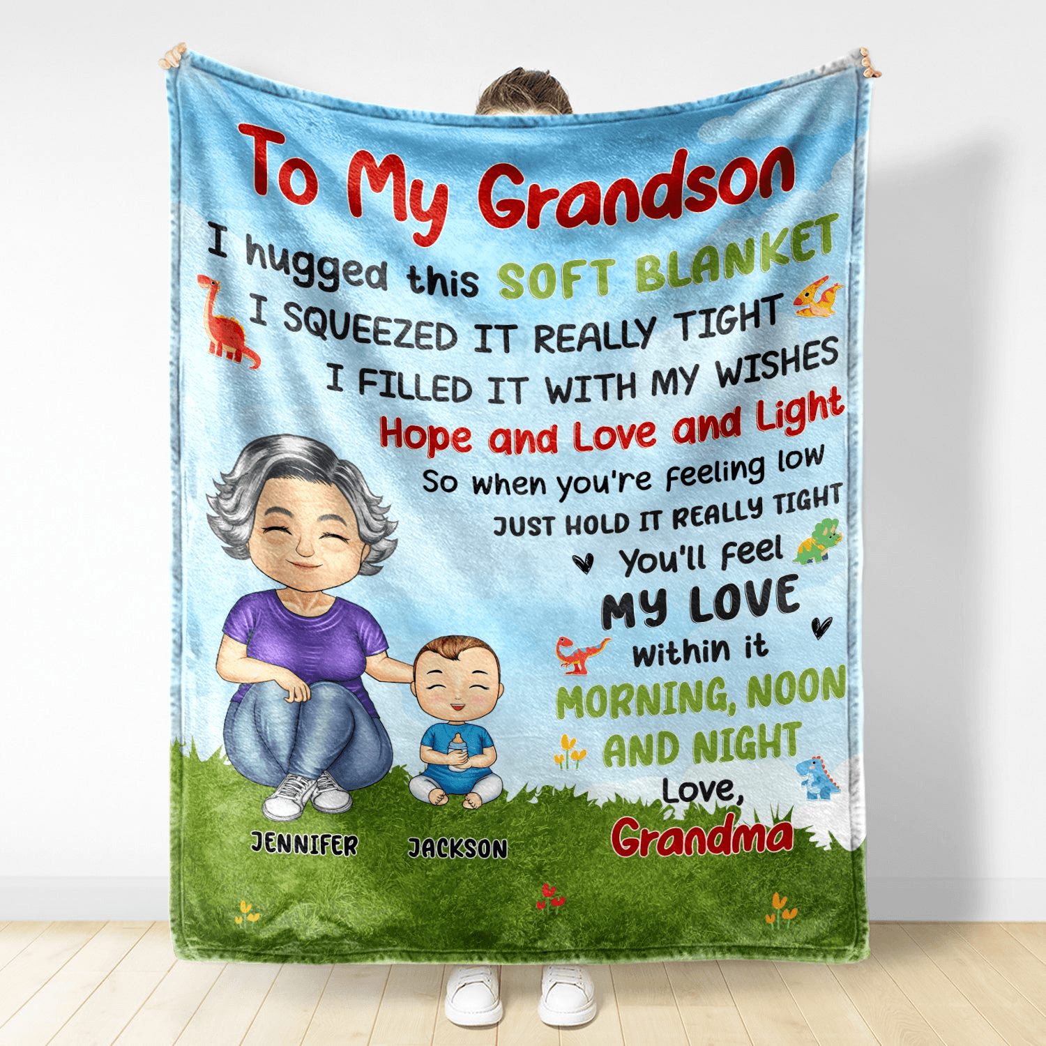 Grandma Mother Hugged This Soft Blanket | Personalized Gift For Granddaughters, Grandsons, Daughters, Sons | Blanket