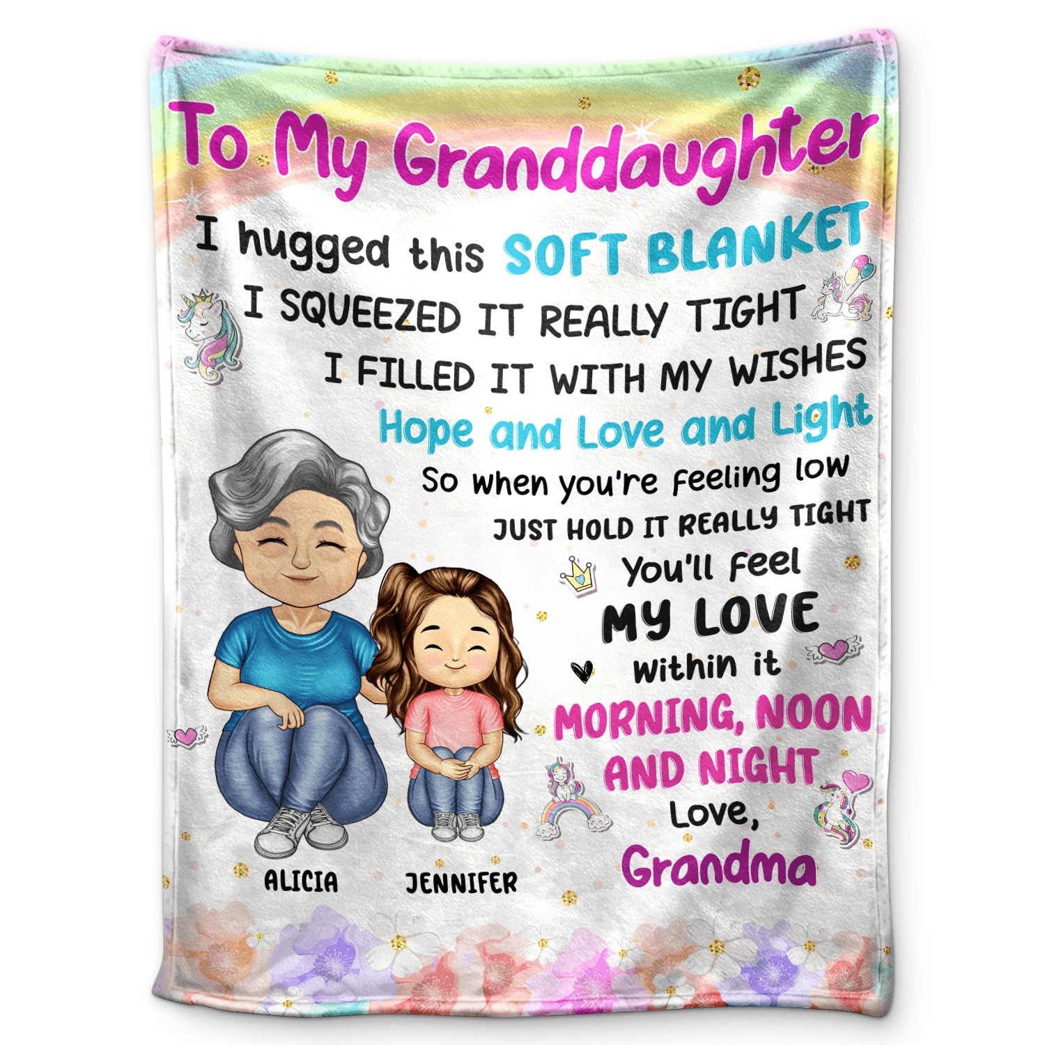 Grandma Mother Hugged This Soft Blanket | Personalized Gift For Granddaughters, Grandsons, Daughters, Sons | Blanket