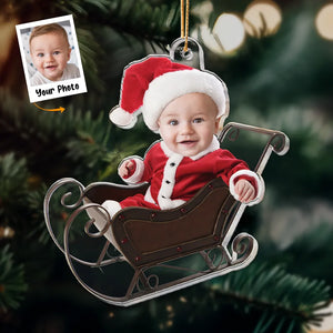 Custom Photo Adorable Newborn Baby - Personalized Custom Shaped Acrylic Ornament - Babies 1st Christmas Gifts