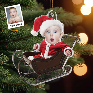 Custom Photo Adorable Newborn Baby - Personalized Custom Shaped Acrylic Ornament - Babies 1st Christmas Gifts