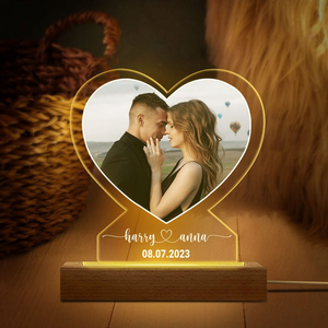 Custom Photo Anniversary Gift For Boyfriend And Girlfriend - Personalized 3D Led Light Wooden Base - Valentine's Day Gift