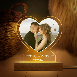 Custom Photo Anniversary Gift For Boyfriend And Girlfriend - Personalized 3D Led Light Wooden Base - Valentine's Day Gift