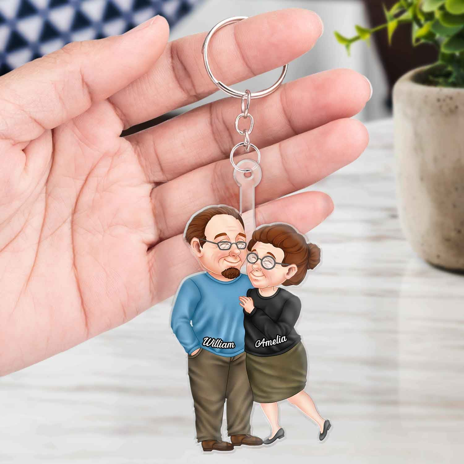 Arm In Arm Couple Personalized Acrylic Keychain - Gift For Her/Him, Husband/Wife, Couples on Anniversary, Valentine's Day